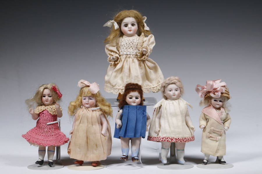(6) BISQUE PORCELAIN DOLLS Group of