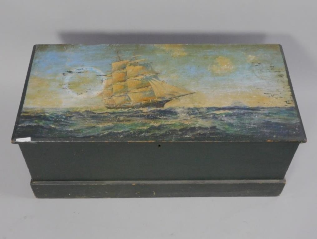 6-BOARD SEA CHEST, 19TH C., PINE.