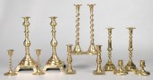 (6) Brass candlestick pairs to