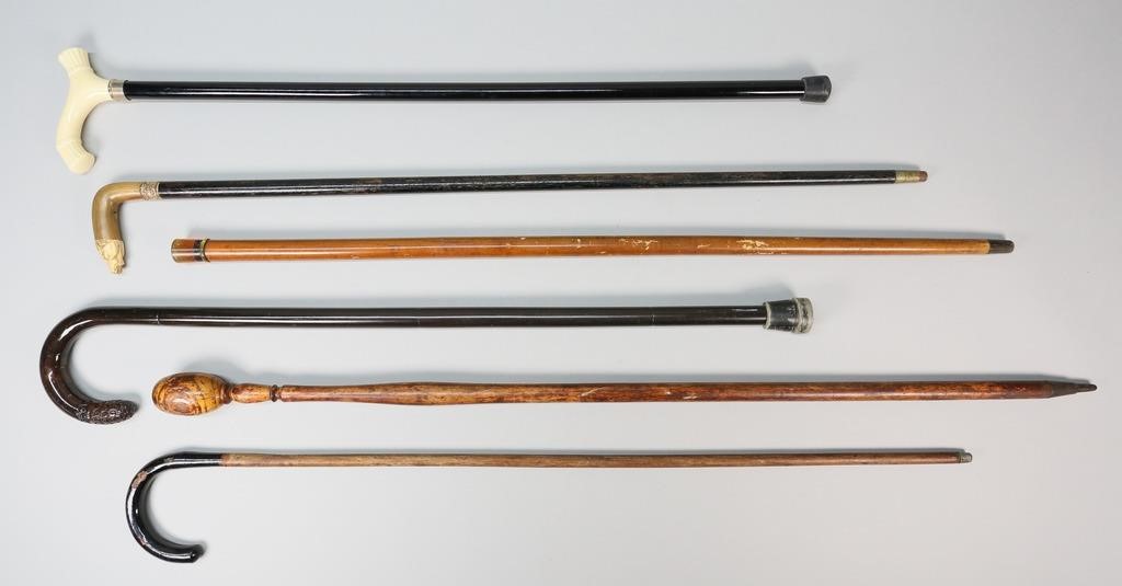 6 CANES & WALKING STICKSLot of 6