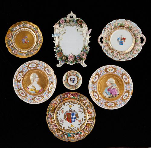 6 CAPODIMONTE PORCELAIN DISHES W/