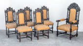 6 CAROLEAN STYLE HIGHLY CARVED