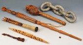 6 CARVED FOLK ART ITEMS, CANES