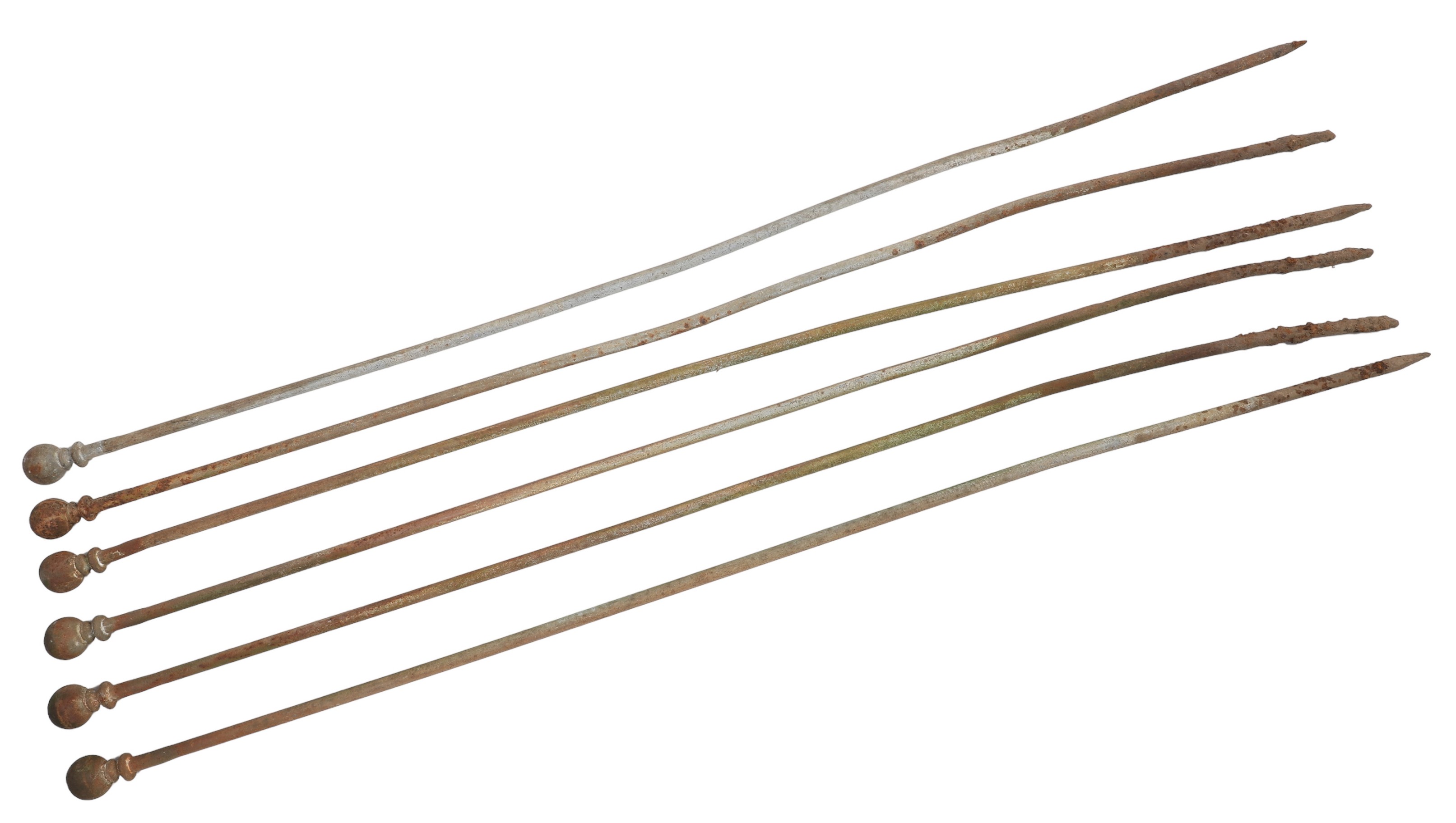 (6) Cast iron flag pole stakes, 52"