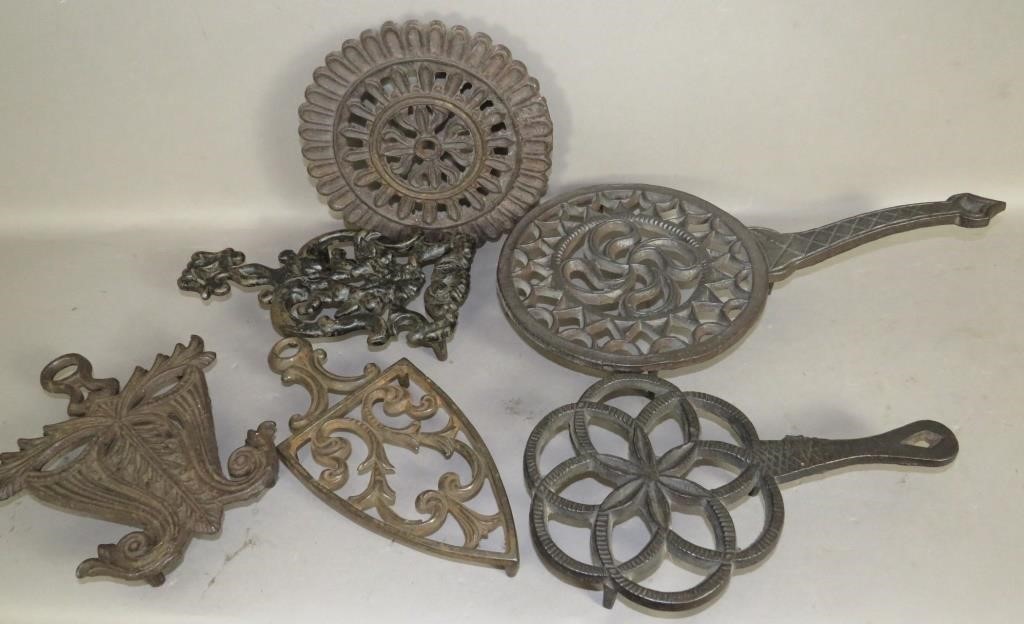 6 CAST IRON TRIVETSca. 1840-1900;