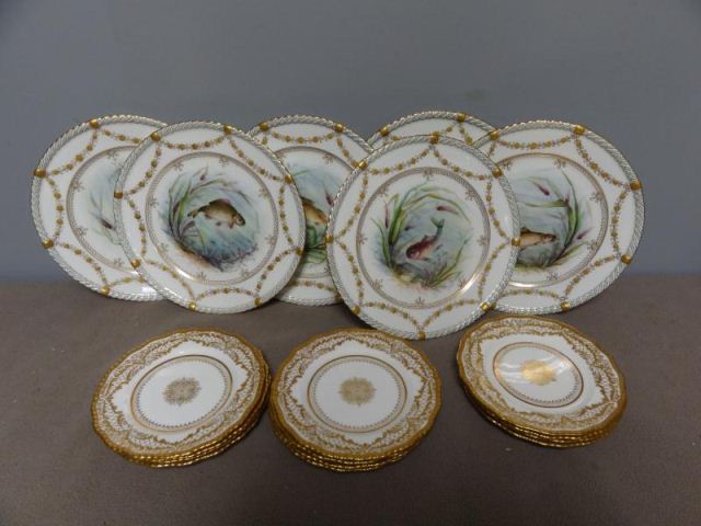 6 Cauldon Fish Plates with 12