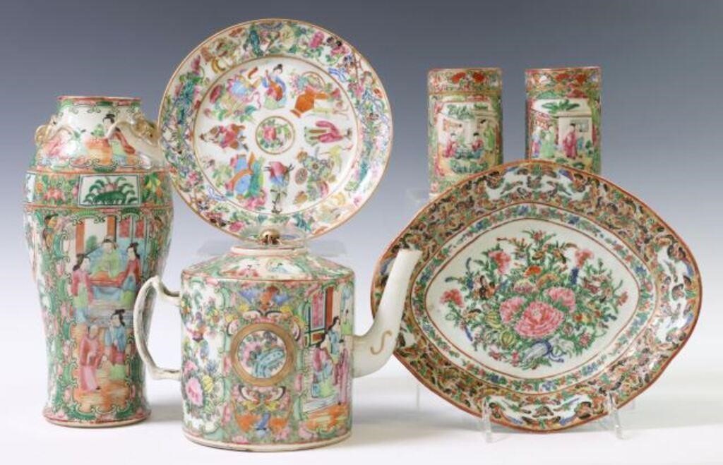(6) CHINESE CANTON ROSE ENAMELED