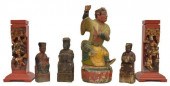 6) CHINESE CARVED TEMPLE FIGUR