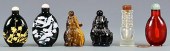 6 CHINESE GLASS & STONE SNUFF