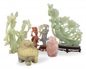 6 CHINESE JADE & AGATE & ROSE