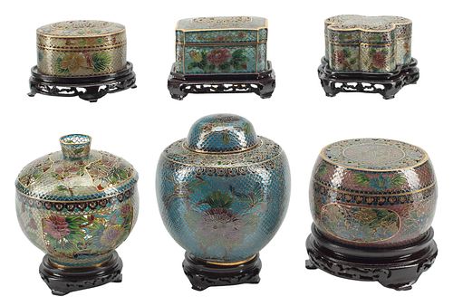 (6) CHINESE PLIQUE-A-JOUR COVERED