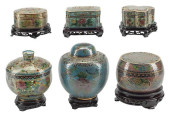 (6) CHINESE PLIQUE-A-JOUR COVE