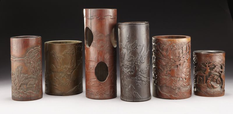 (6) Chinese Qing carved bamboo