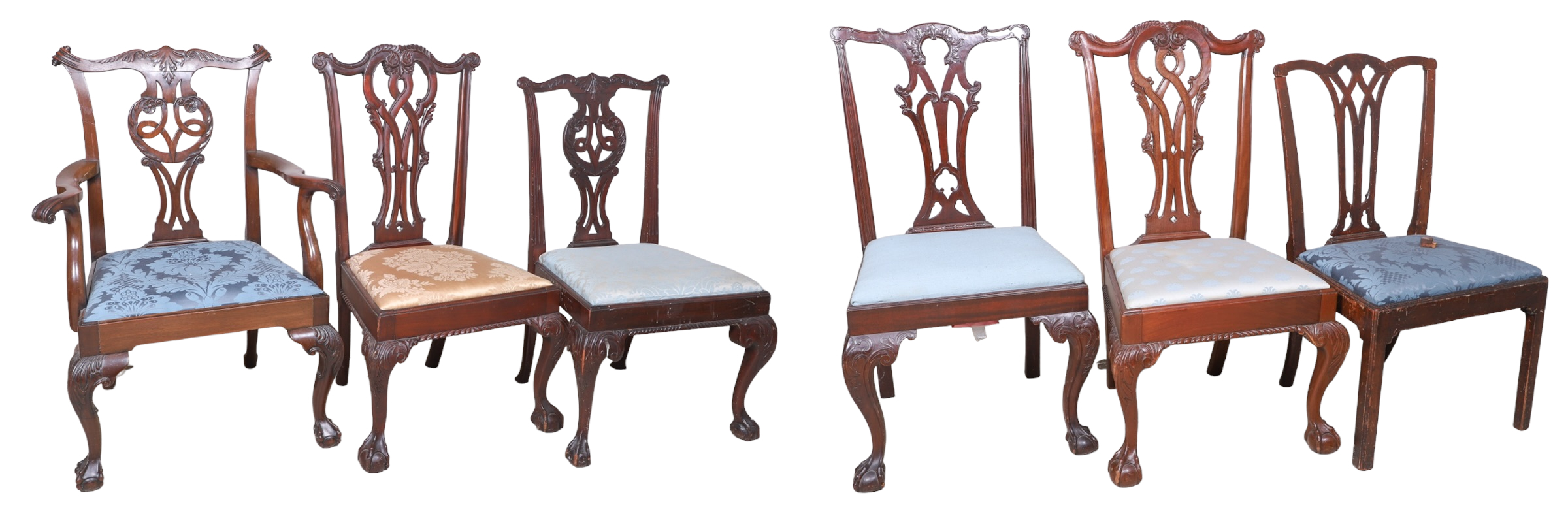 (6) Chippendale style mahogany