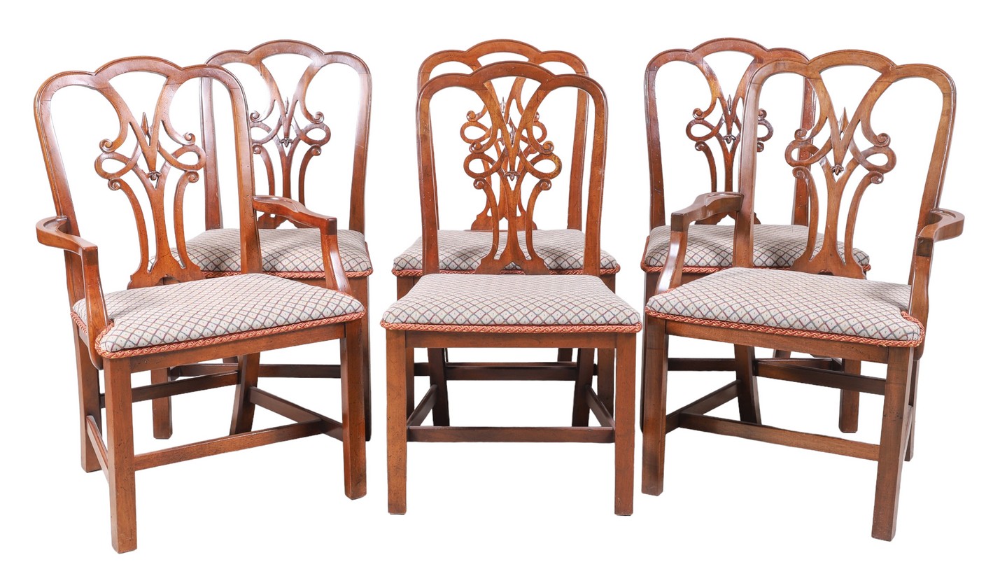 (6) Chippendale style walnut