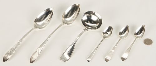 6 COIN SILVER ITEMS, INCL. 18TH