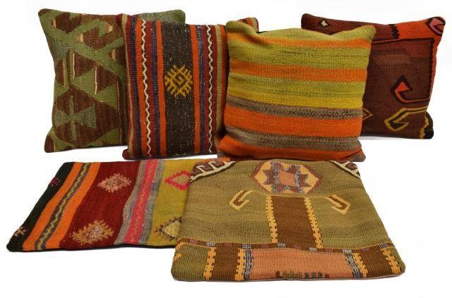 (6) COLLECTION OF KILIM RUG PILLOWS