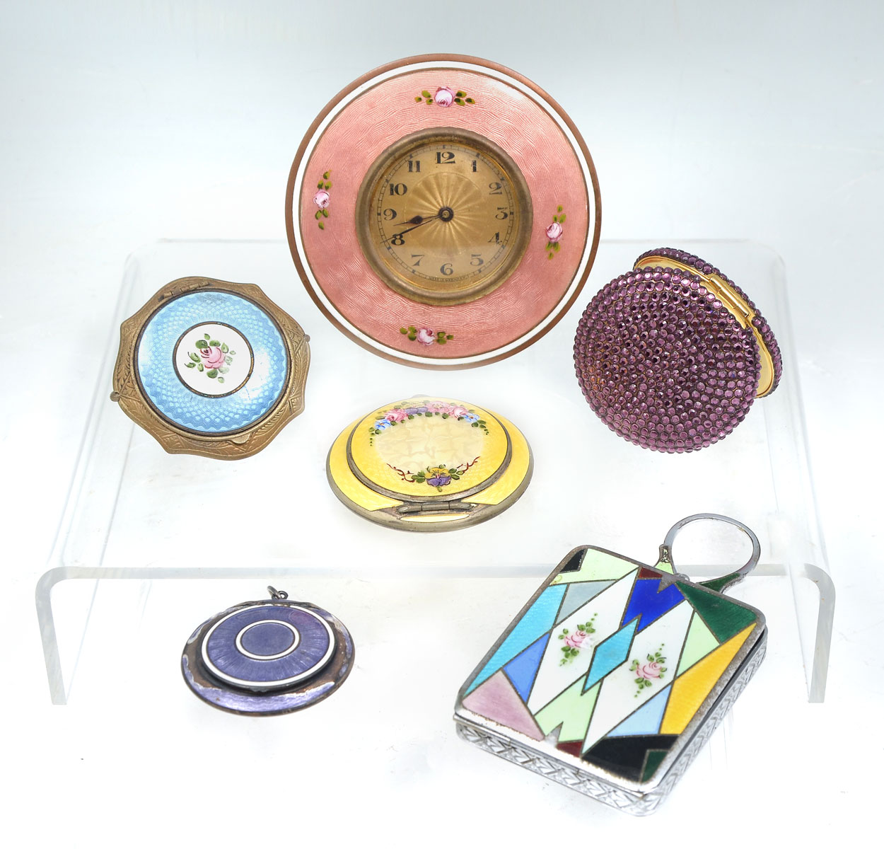6 COMPACTS: 1) Blue guilloche