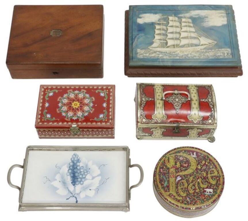 (6) CONTINENTAL BOXES & TABLE
