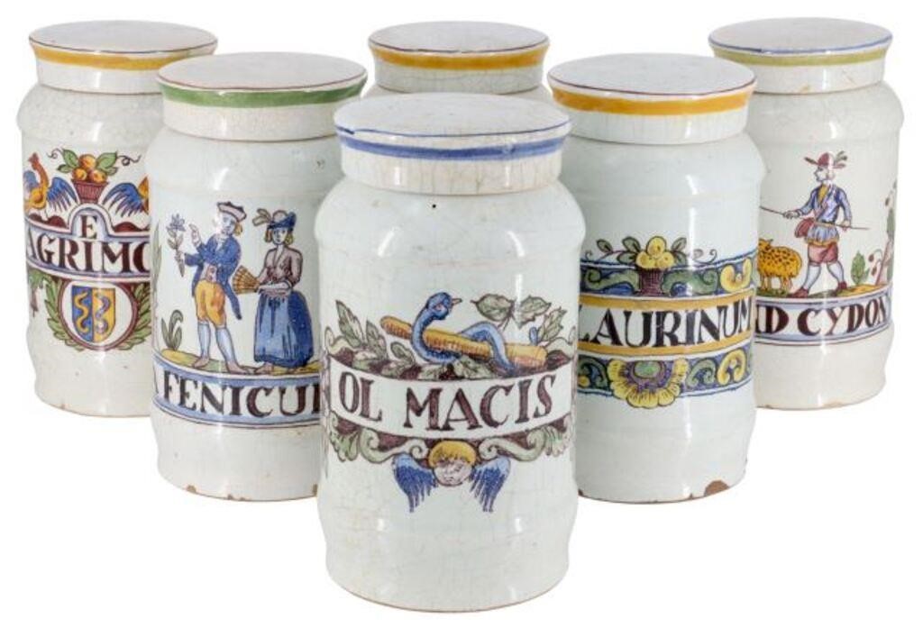 (6) CONTINENTAL FAIENCE LIDDED