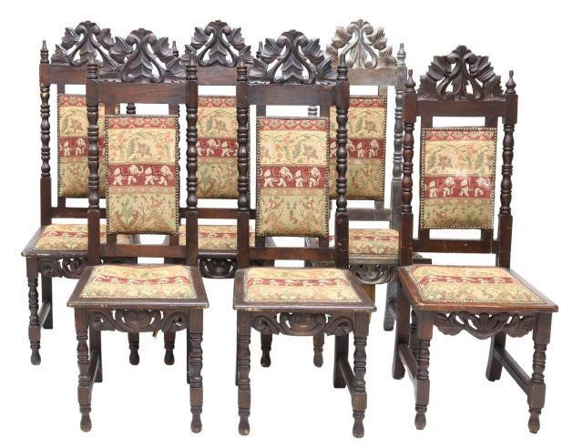 (6) CONTINENTAL UPHOLSTERED OAK