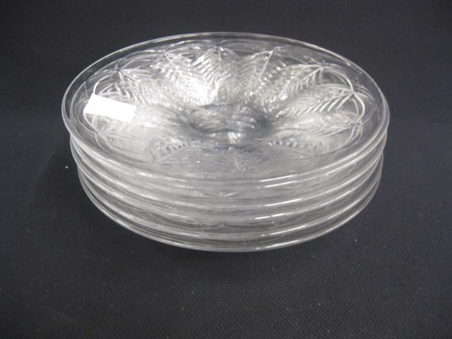 6 Crystal Salad Plates wheel cut