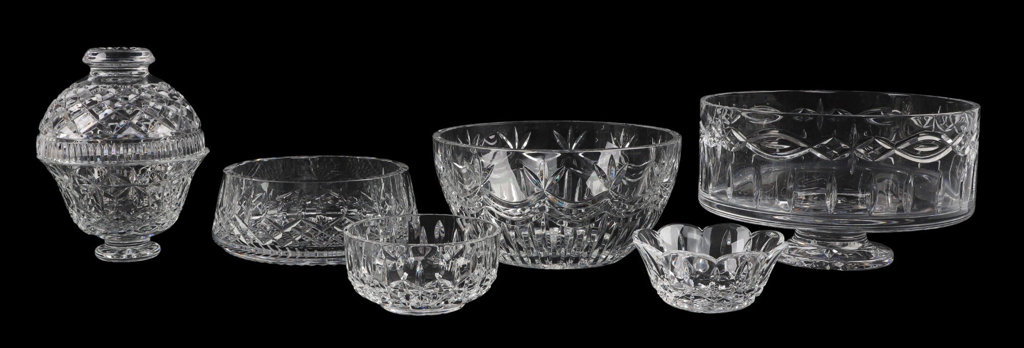 (6) Crystal Waterford bowls to