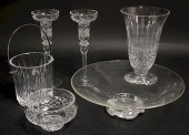 6 CUT GLASS PIECES3 marked Wat