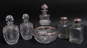 6 CUT GLASS & STERLING SILVER