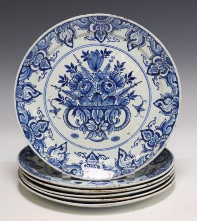 (6) DELFT BLUE & WHITE FLOWER