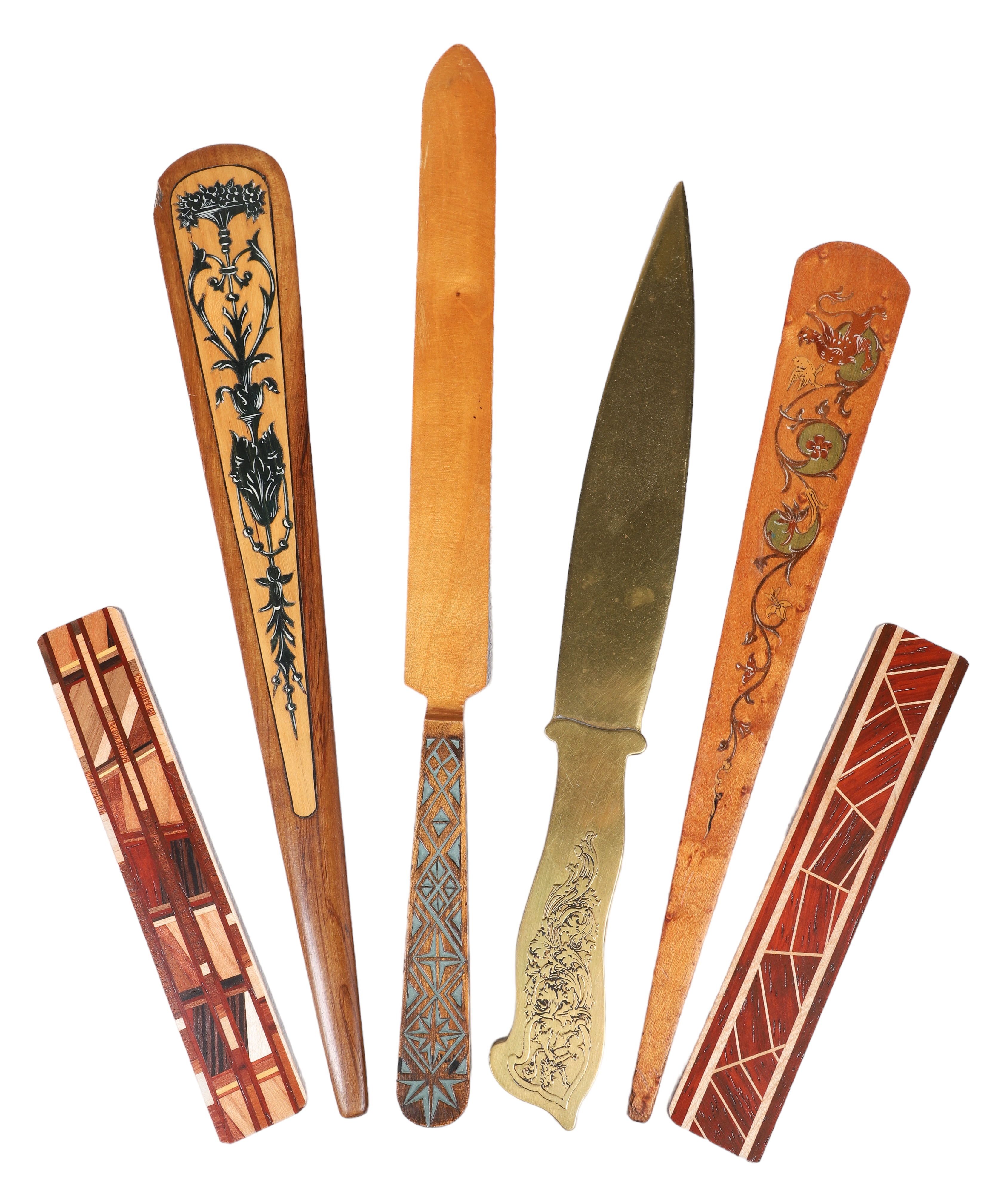 (6) Desk items, c/o (2) inlaid wood