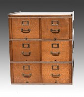 6 DRAWER STACKING OAK FILE CAB