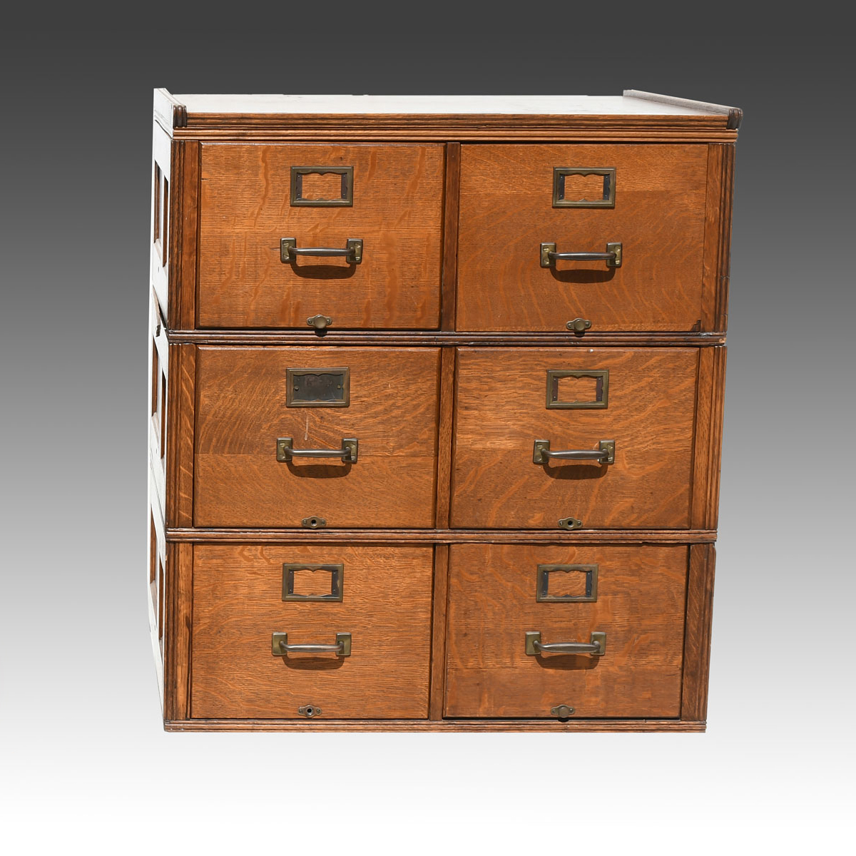 6 DRAWER STACKING OAK FILE CABINET: