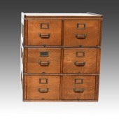 6 DRAWER STACKING OAK FILE CAB
