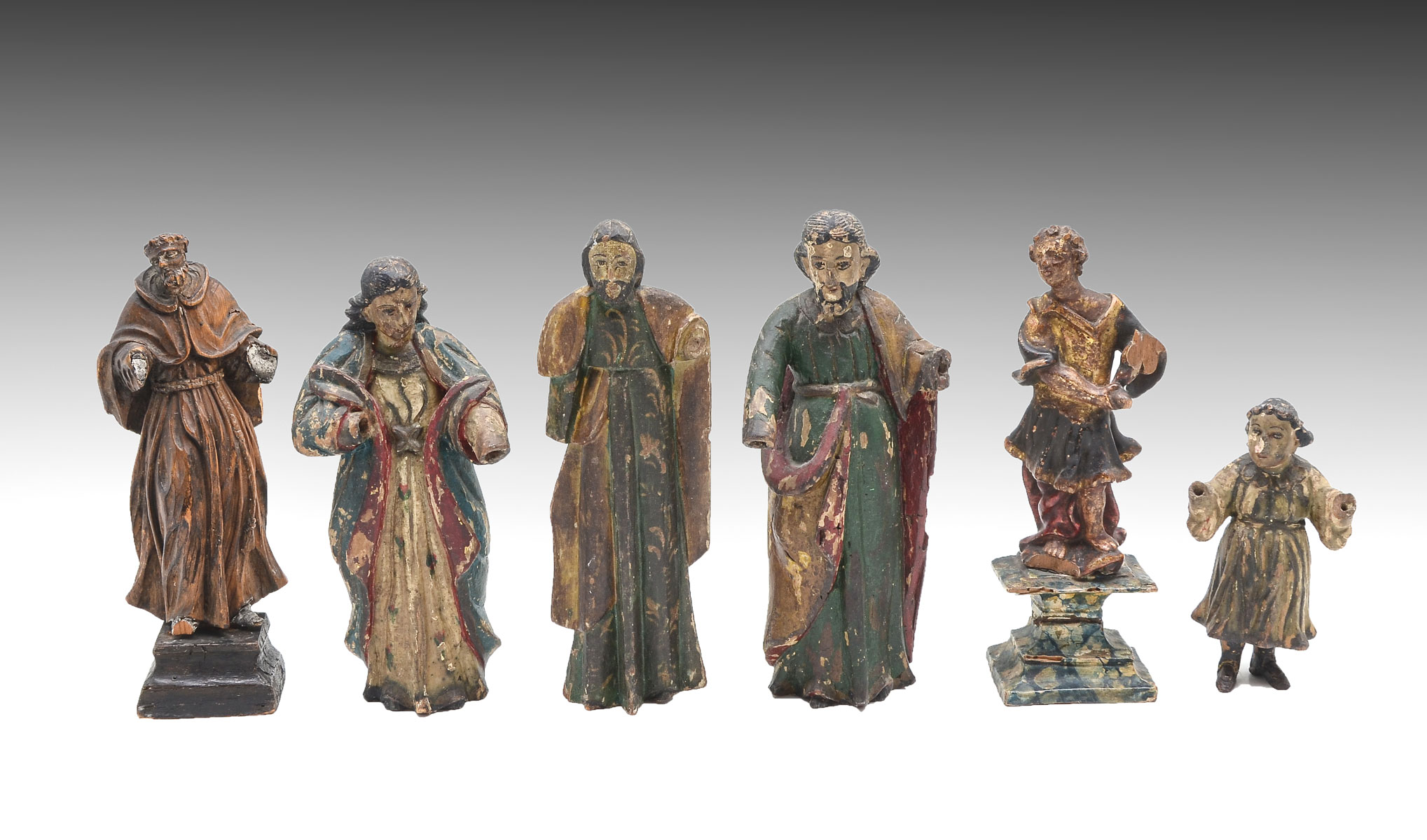 6 EARLY CONTINENTAL CARVED CHRIST &