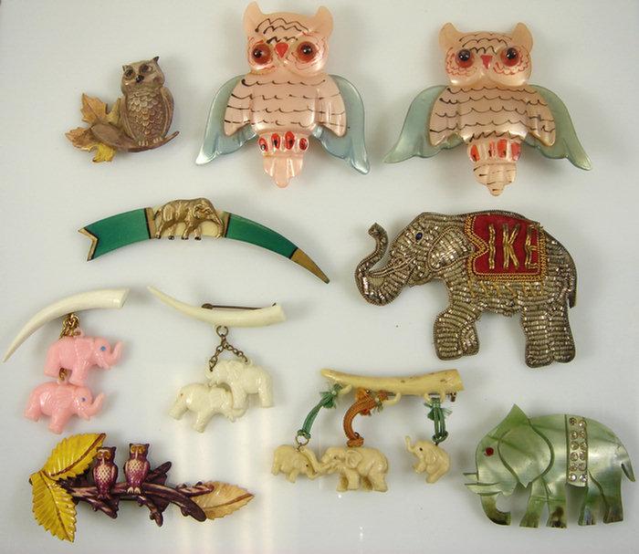 6 elephant and 4 owl plastic