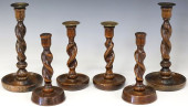 (6) ENGLISH CARVED OAK BARLEY