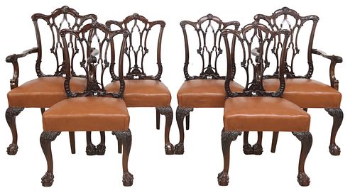 (6) ENGLISH CHIPPENDALE STYLE