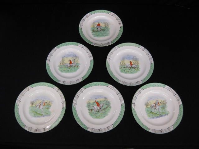 6 English Fox Hunt Plates