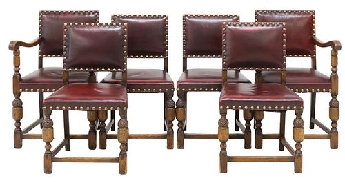 (6) ENGLISH JACOBEAN STYLE OAK SIDE