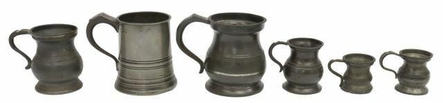 (6) ENGLISH PEWTER TANKARD &