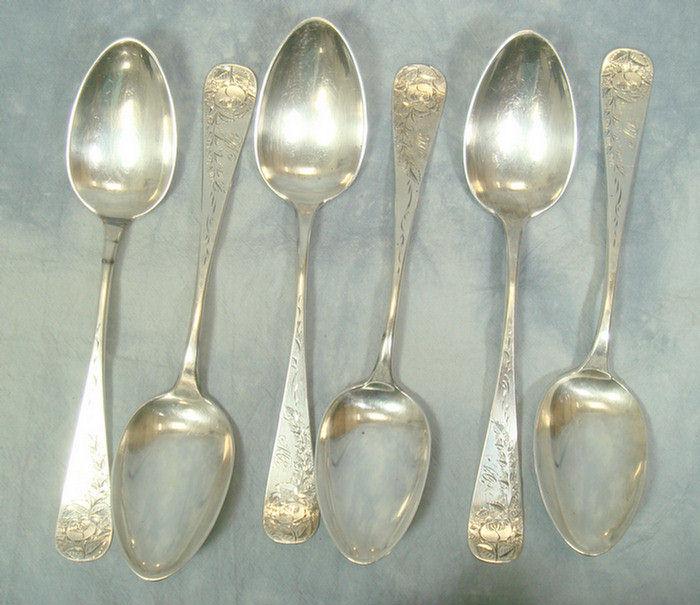 6 engraved sterling silver