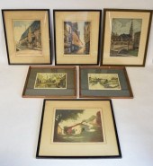 6 EUROPEAN STREET SCENE ENGRAV