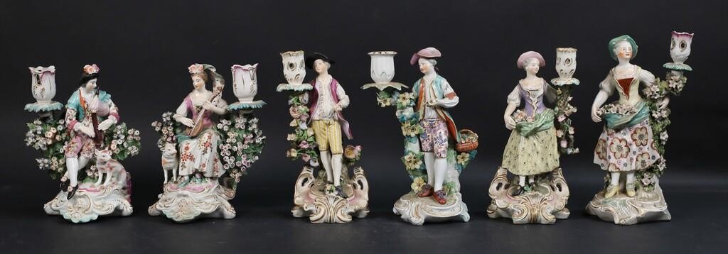 6 FIGURAL PORCELAIN CANDLESTICKS