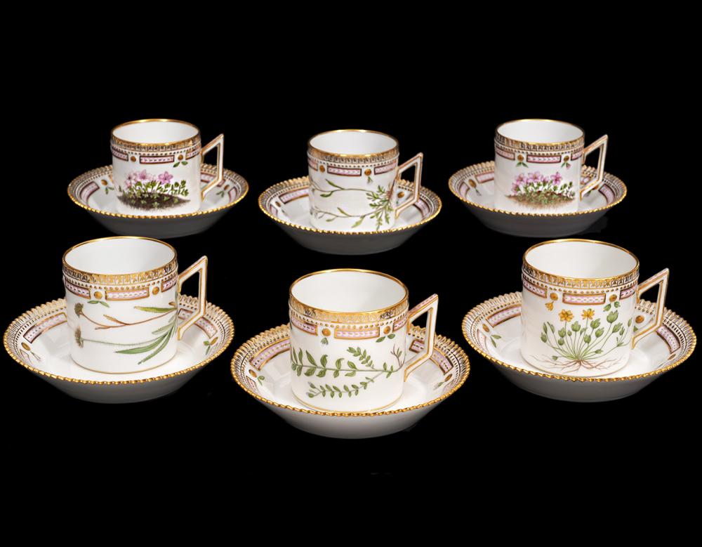 6 FLORA DANICA CHOCOLATE CUP AND
