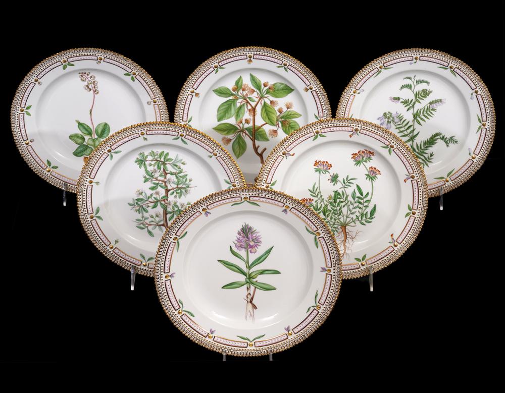 6 FLORA DANICA DINNER PLATES