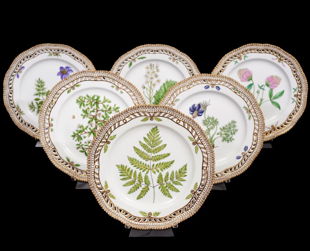 6 FLORA DANICA OPEN WORK PLATES