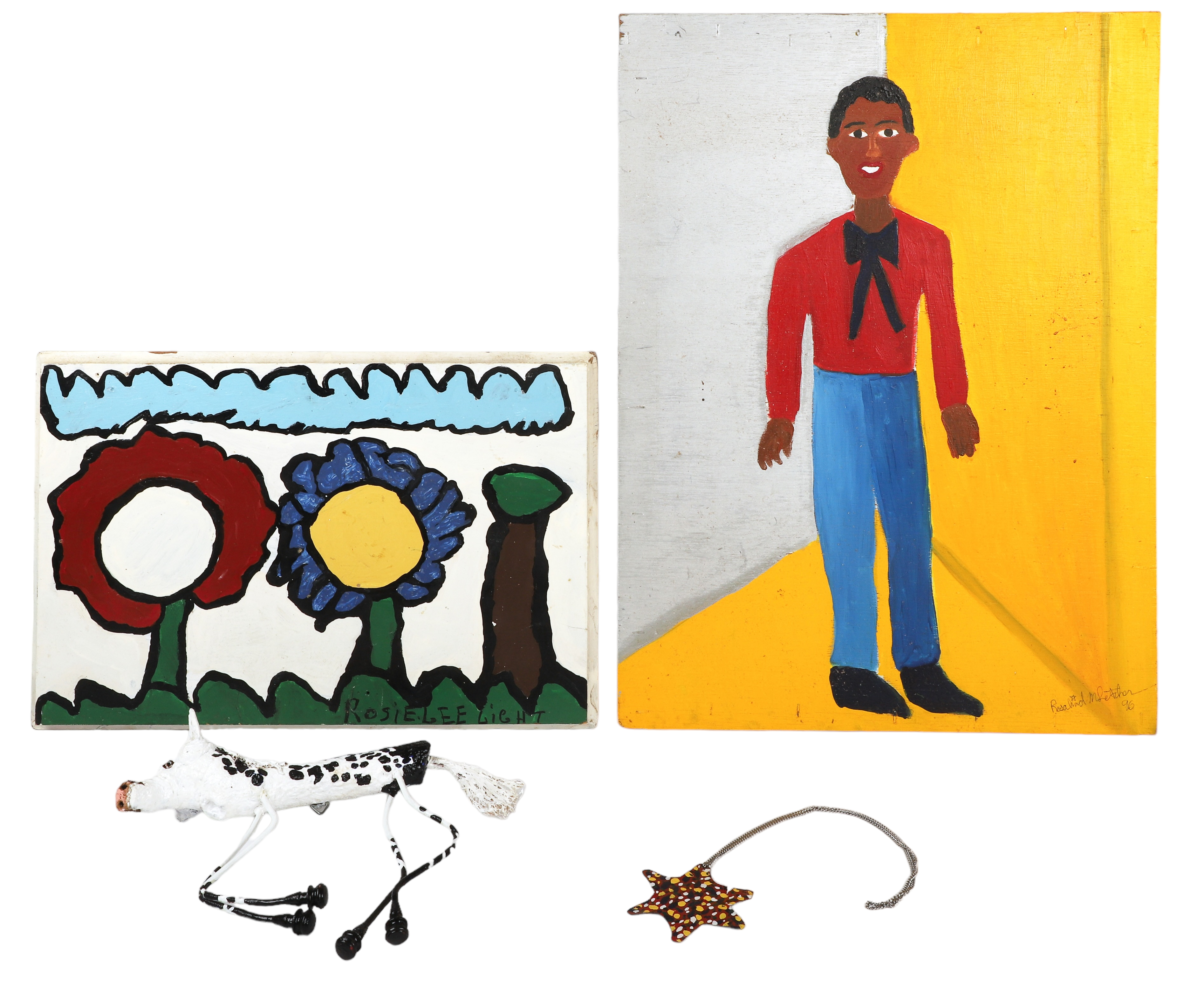 (6) Folk art paintings and