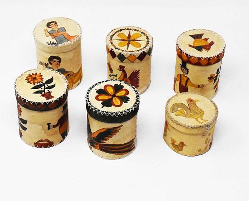 6 FOLK ART PAPIER MACHE & CARDBOARD