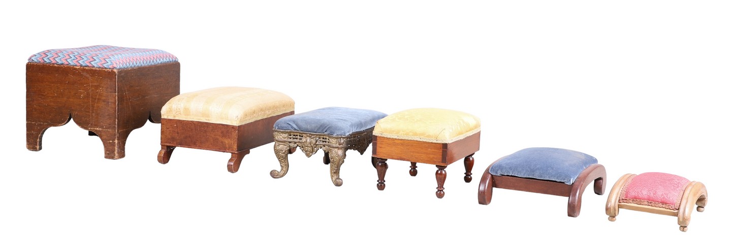 (6) Footstools, upholstered